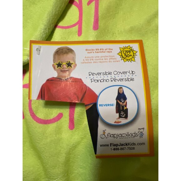 Reversible Kids Hooded Towel Poncho FlapJackKids Great Catch Fish Upon Star NWT - Picture 5 of 5